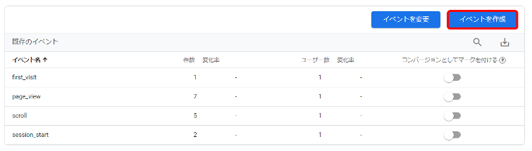 「イベントを作成」をクリックします。