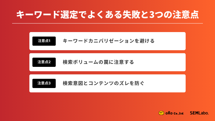 キーワード選定でよくある失敗と3つの注意点