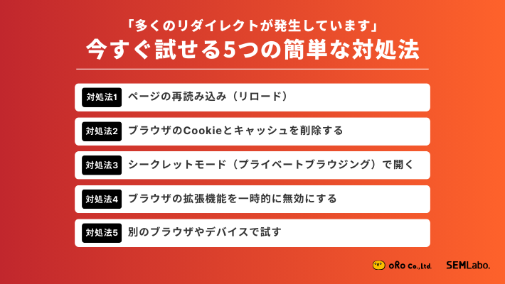 「多くのリダイレクトが発生しています」今すぐ試せる5つの簡単な対処法。