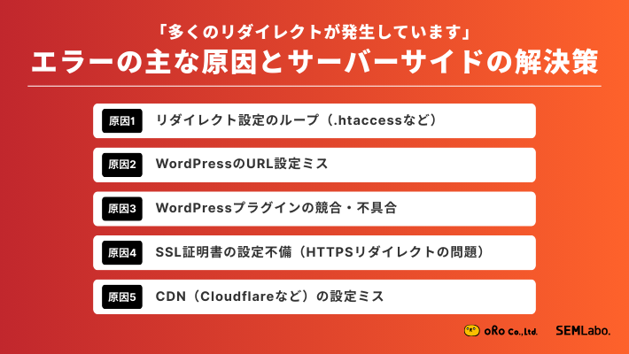 「多くのリダイレクトが発生しています」エラーの主な原因とサーバーサイドの解決策