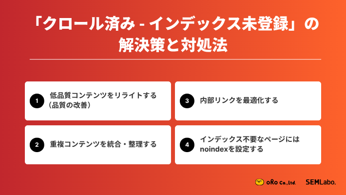 「クロール済み - インデックス未登録」解決策と対処法