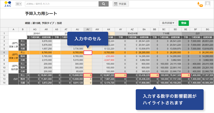 予算入力シートのキャプチャイメージ