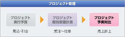 イメージ：「プロジェクト予実対比」　～　売上計上・プロジェクト終了後