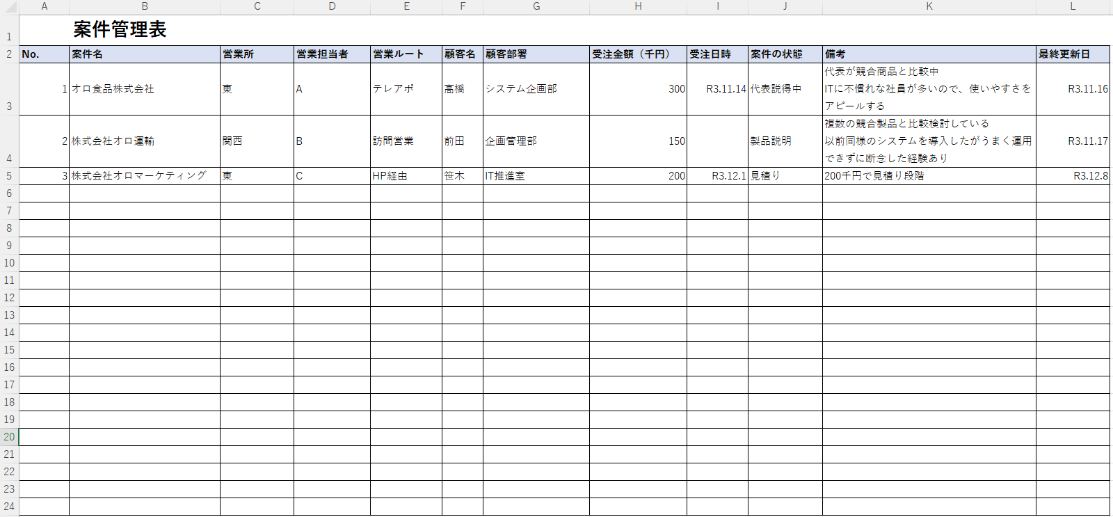 案件管理表