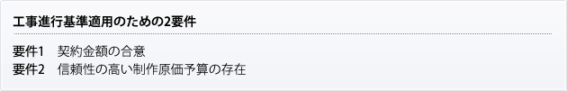 工事進行基準適用のための2要件
