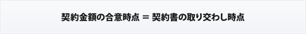 契約金額の合意時点=契約書の取り交わし時点