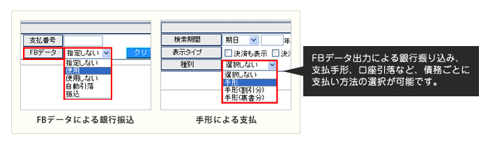 支払管理・支払FBデータ出力・債務管理